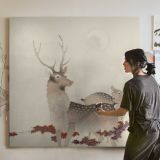 Deer and Moon by Ohara Shōson — alternate room view