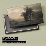 Deer in a Landscape by Albert Bierstadt - canvas rear frame and hanging hardware