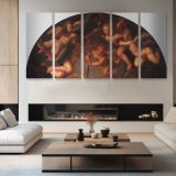 Deposition of Christ by Agnolo Bronzino — four-panel canvas arrangement in a living room