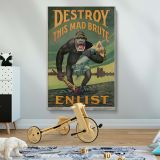 Destroy This Mad Brute - WWI Gorilla Propaganda Poster By Harry Ryle Hopps - Image 2