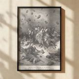 Destruction of Amorite Army - Gustave Dore Biblical Scene of Divine Wrath in Grayscale canvas wall art - Image 2