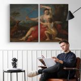 Diana and Cupid by Pompeo Batoni - two-panel canvas displayed in a reading room