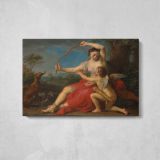 Diana and Cupid by Pompeo Batoni - single-panel canvas displayed above a console table
