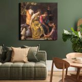 Diana and her Nymphs (ca. 1653–1654) famous painting. Johannes VERMEER — room mockup view 15