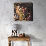 Diana and her Nymphs (ca. 1653–1654) famous painting. Johannes VERMEER — room mockup view 1