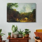 Distant View of Maecenas Villa, Tivoli by Richard Wilson - single-panel canvas displayed above a console table