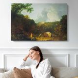 Distant View of Maecenas Villa, Tivoli by Richard Wilson - single-panel canvas displayed above a sofa