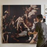 Dramatic Biblical Scene by Caravaggio — room mockup view 3