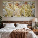 Dreamers by Albert Joseph Moore — three-panel canvas above a bed