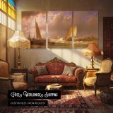 Dutch Barges at the Mouth of an Estuary by Abraham Hulk Sr. — multi-panel canvas in a warmly lit lounge
