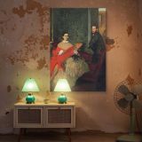 Edmondo and Therese Morbilli by Edgar Degas - Deep Red Sofa and Formal Poses canvas wall art - Image 5