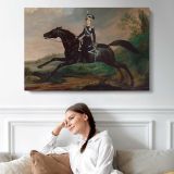 Equestrian Portrait of Grand Prince Alexander Nikolayevich by Franz Kruger - single-panel canvas displayed above a sofa