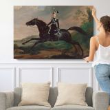 Equestrian Portrait of Grand Prince Alexander Nikolayevich by Franz Kruger - single-panel canvas shown with a person for scale