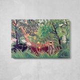 Exotic Landscape by Henri Rousseau - single-panel canvas displayed above a console table