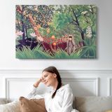 Exotic Landscape by Henri Rousseau - single-panel canvas displayed above a sofa