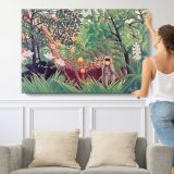 Exotic Landscape by Henri Rousseau - single-panel canvas shown with a person for scale