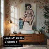 Expressive Nude - Henri Matisse Soft Beige Body with Bold Lines canvas wall art