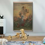 Faith and the Cross - Woman Clinging to Stone Cross with Bible canvas wall art - Image 2