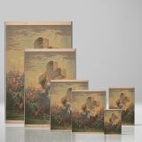 Faith and the Cross - Woman Clinging to Stone Cross with Bible canvas wall art - Image 4