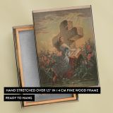 Faith and the Cross - Woman Clinging to Stone Cross with Bible canvas wall art - Image 6