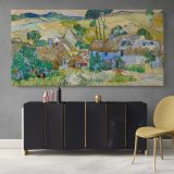 Farms near Auvers by Vincent van Gogh — single-panel canvas above a sideboard