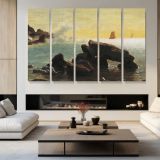 Farralon Islands California by Albert Bierstadt - multi-panel canvas displayed in a modern living room