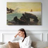 Farralon Islands California by Albert Bierstadt - single-panel canvas displayed above a sofa