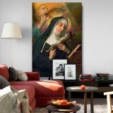 Female Saint with Crucifix - Angel Crowning Her with Thorns canvas wall art