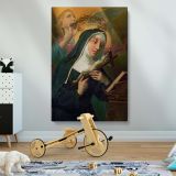Female Saint with Crucifix - Angel Crowning Her with Thorns canvas wall art - Image 2