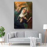 Female Saint with Crucifix - Angel Crowning Her with Thorns canvas wall art - Image 5
