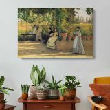 Figures in a Summer Park - single-panel canvas displayed above a console table