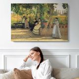 Figures in a Summer Park - single-panel canvas displayed above a sofa