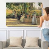 Figures in a Summer Park - single-panel canvas shown with a person for scale