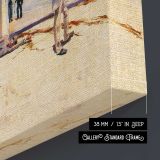 Figures on a Bright Beach - canvas surface and wrapped edge detail