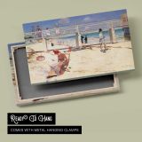Figures on a Bright Beach - canvas rear frame and hanging hardware