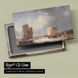 Fisherfolk and Ships by Abraham Hulk Snr - canvas rear frame and hanging hardware