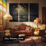 Fishermen at Sea by Joesph Mallord William Turner - multi-panel canvas displayed in a classic lounge