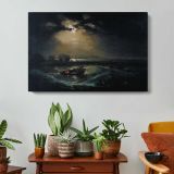 Fishermen at Sea by Joesph Mallord William Turner - single-panel canvas displayed above a console table