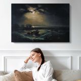 Fishermen at Sea by Joesph Mallord William Turner - single-panel canvas displayed above a sofa