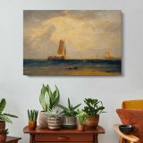 Fishing Upon the Blythe-sand, Tide Setting in by Joseph Mallord William Turner - single-panel canvas displayed above a console table