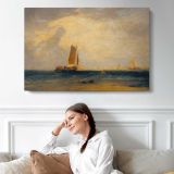 Fishing Upon the Blythe-sand, Tide Setting in by Joseph Mallord William Turner - single-panel canvas displayed above a sofa