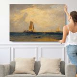 Fishing Upon the Blythe-sand, Tide Setting in by Joseph Mallord William Turner - single-panel canvas shown with a person for scale