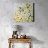Floral finger painting on a textured wall vector — room mockup view 1