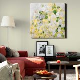 Floral finger painting on a textured wall vector — room mockup view 22