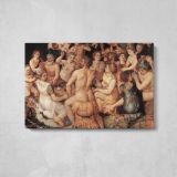 Floris Frans Banquet of the Gods - single-panel canvas displayed above a console table