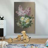 Flowers, Roses, and Lilacs - Vintage Floral Bouquet in Soft Pastels By Paul de Longpre canvas wall art - Image 2