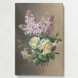 Flowers, Roses, and Lilacs - Vintage Floral Bouquet in Soft Pastels By Paul de Longpre canvas wall art - Image 7