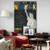 Fly to New York - Northwest Airlines Poster with Statue View