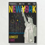 Fly to New York - Northwest Airlines Poster with Statue View - Image 7