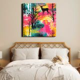 Forest with animal pattern backgrounds painting mammal — alternate room view